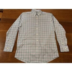 16.5 33/35 Lauren Ralph Lauren Slim Fit Stretch No Iron Green Plaid Button Up